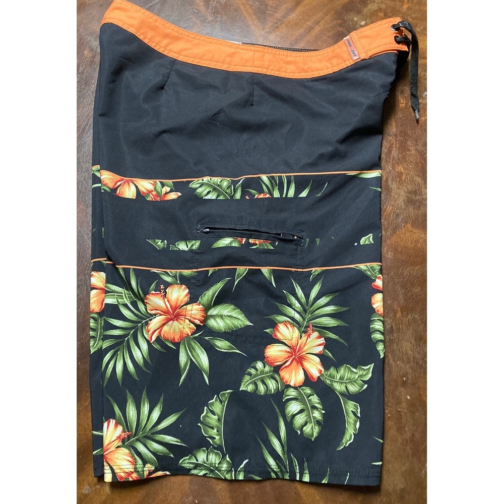 Ron Jon Surf Board Shorts Floral Pattern Size 28 Side Zip Pocket Preowned - Picture 8 of 11